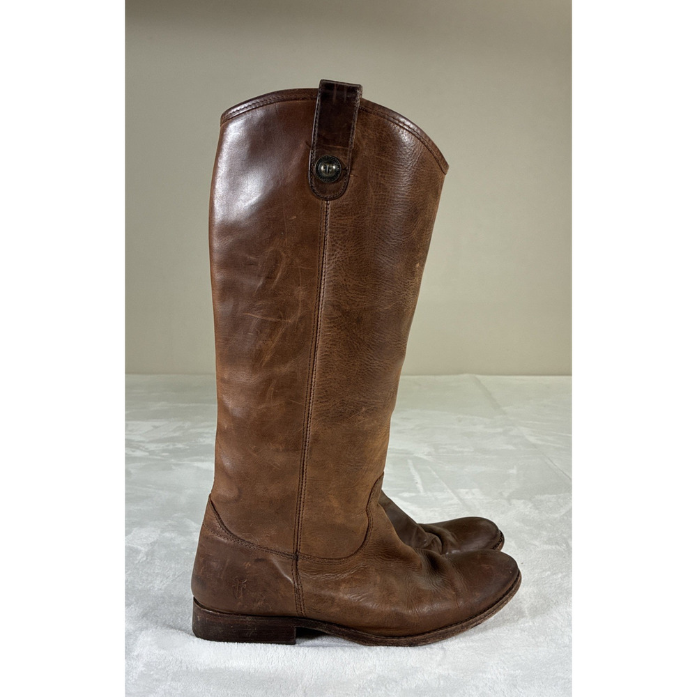 FRYE Melissa Button Tall Riding Boots 77168 Brown Cognac Leather Size 9.5B Chrty - Picture 7 of 16